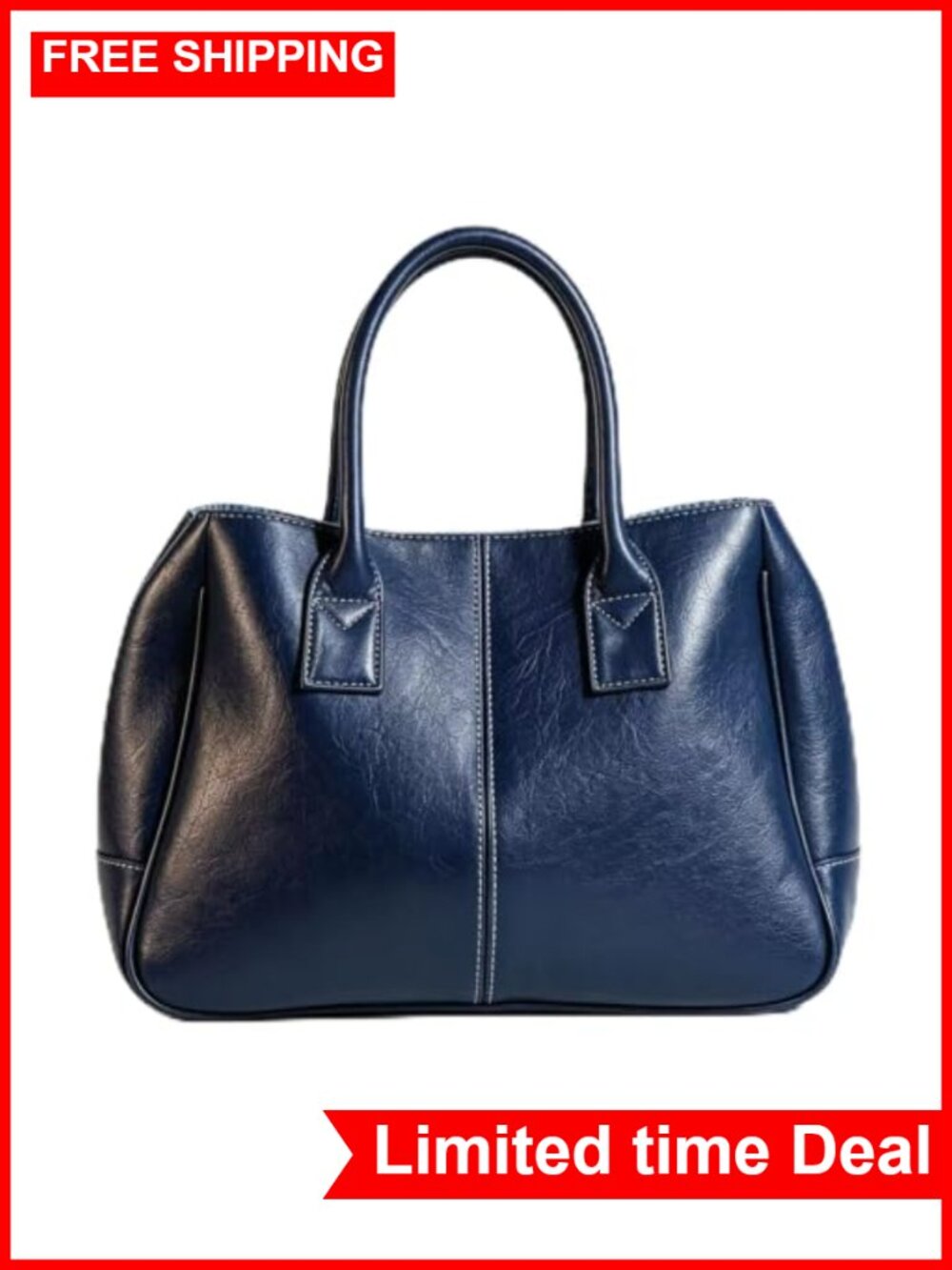 Vintage PU Leather Tote Bag Large Capacity Top Handle Satchel Handbag Multi